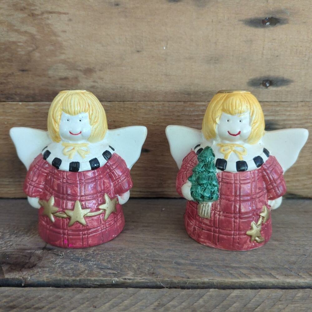 Vintage Sakura Debbie Mumm Christmas Holiday Angel Salt and Pepper Shakers